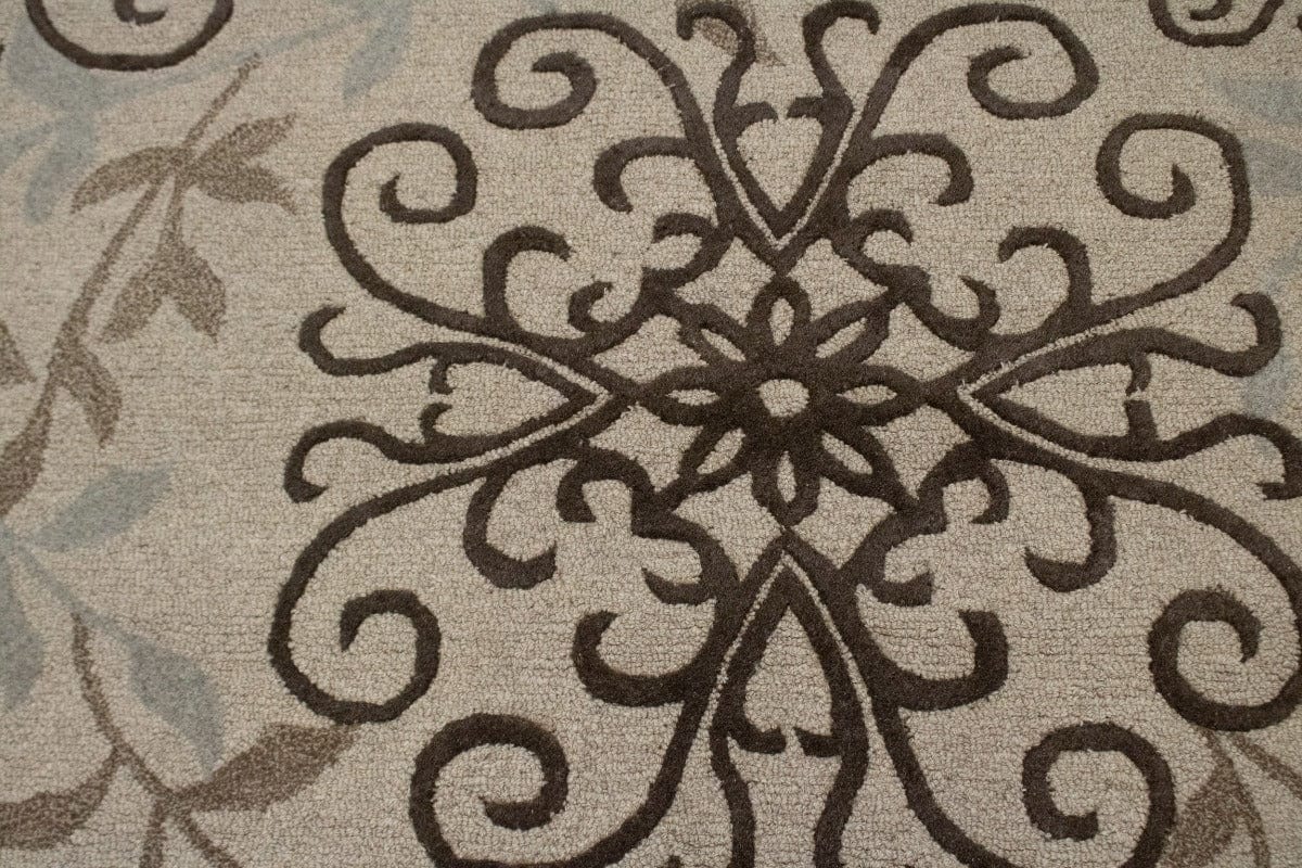 Beige Floral 5X8 Hand-Tufted Modern Rug