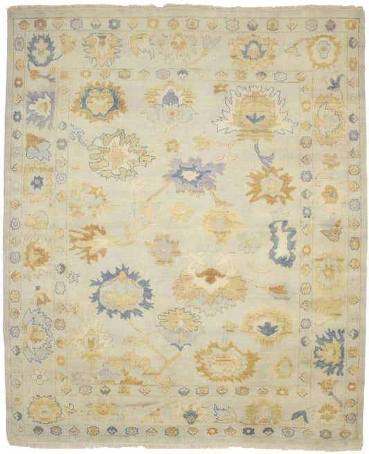 Muted Beige Floral 8X10 Royal Oushak Oriental Rug