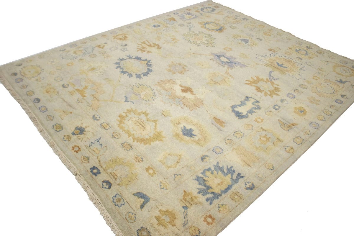 Muted Beige Floral 8X10 Royal Oushak Oriental Rug