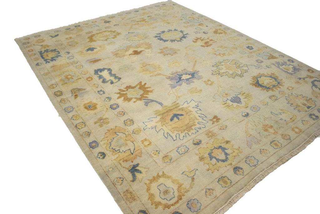 Muted Beige Floral 8X10 Royal Oushak Oriental Rug