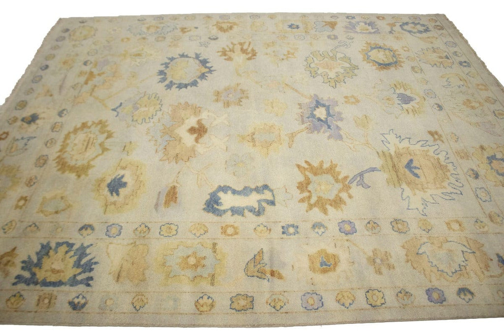 Muted Beige Floral 8X10 Royal Oushak Oriental Rug