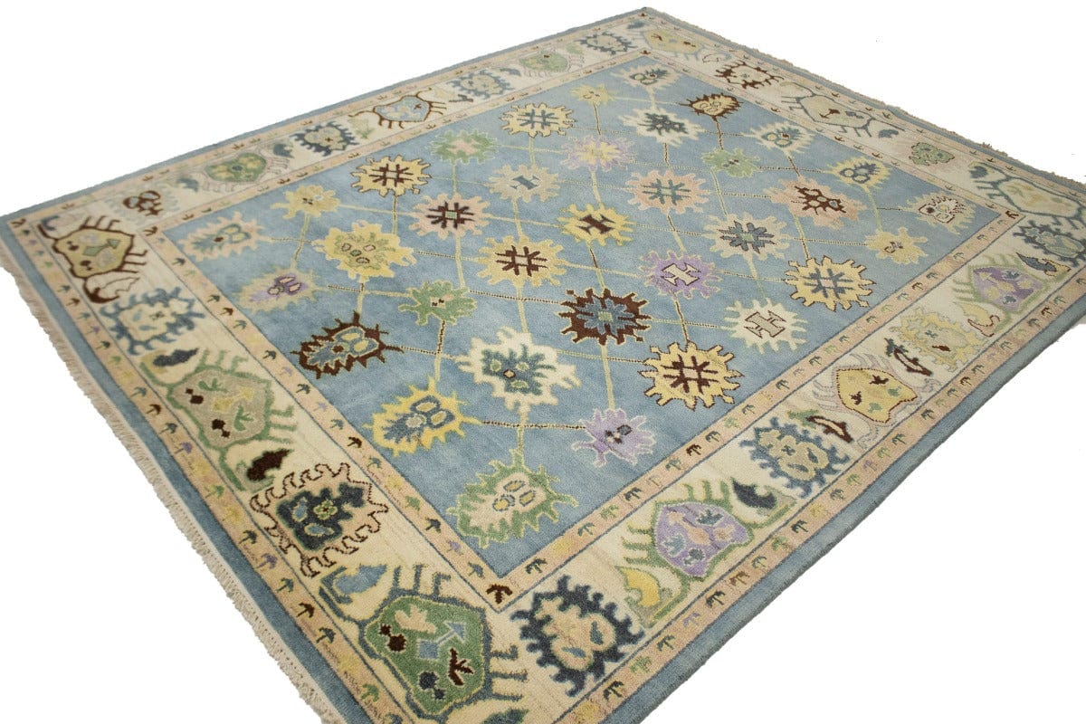 Blue Floral 8X10 Royal Oushak Oriental Rug