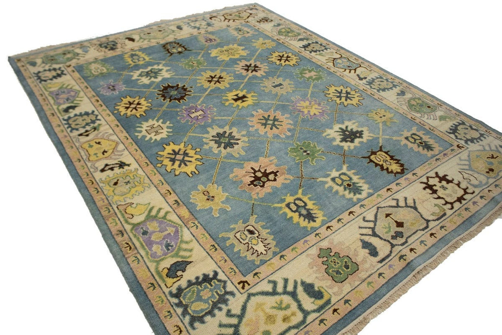 Blue Floral 8X10 Royal Oushak Oriental Rug