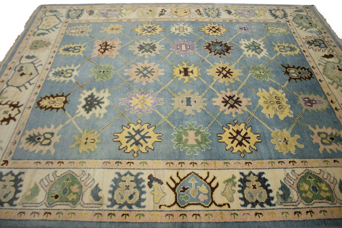 Blue Floral 8X10 Royal Oushak Oriental Rug