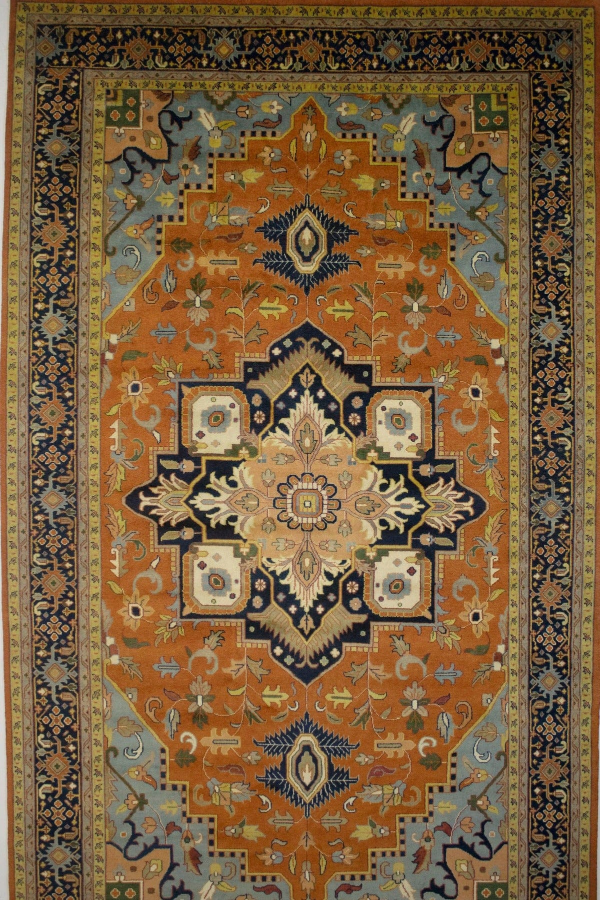 Rust Orange Floral 12X20 Heriz Serapi Palatial Oriental Rug