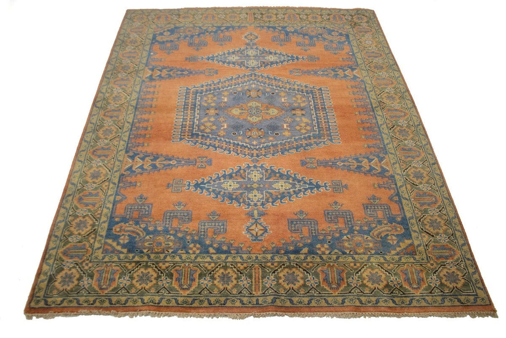 Orange Tribal 8X10 Indo-Viss Oriental Rug