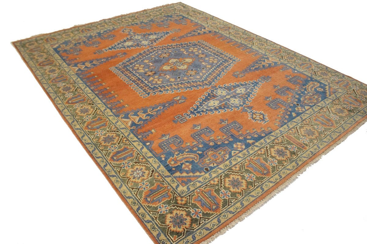 Orange Tribal 8X10 Indo-Viss Oriental Rug