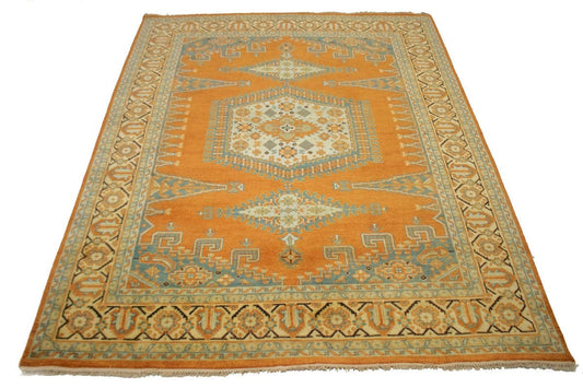 Orange Tribal 8X10 Indo-Viss Oriental Rug