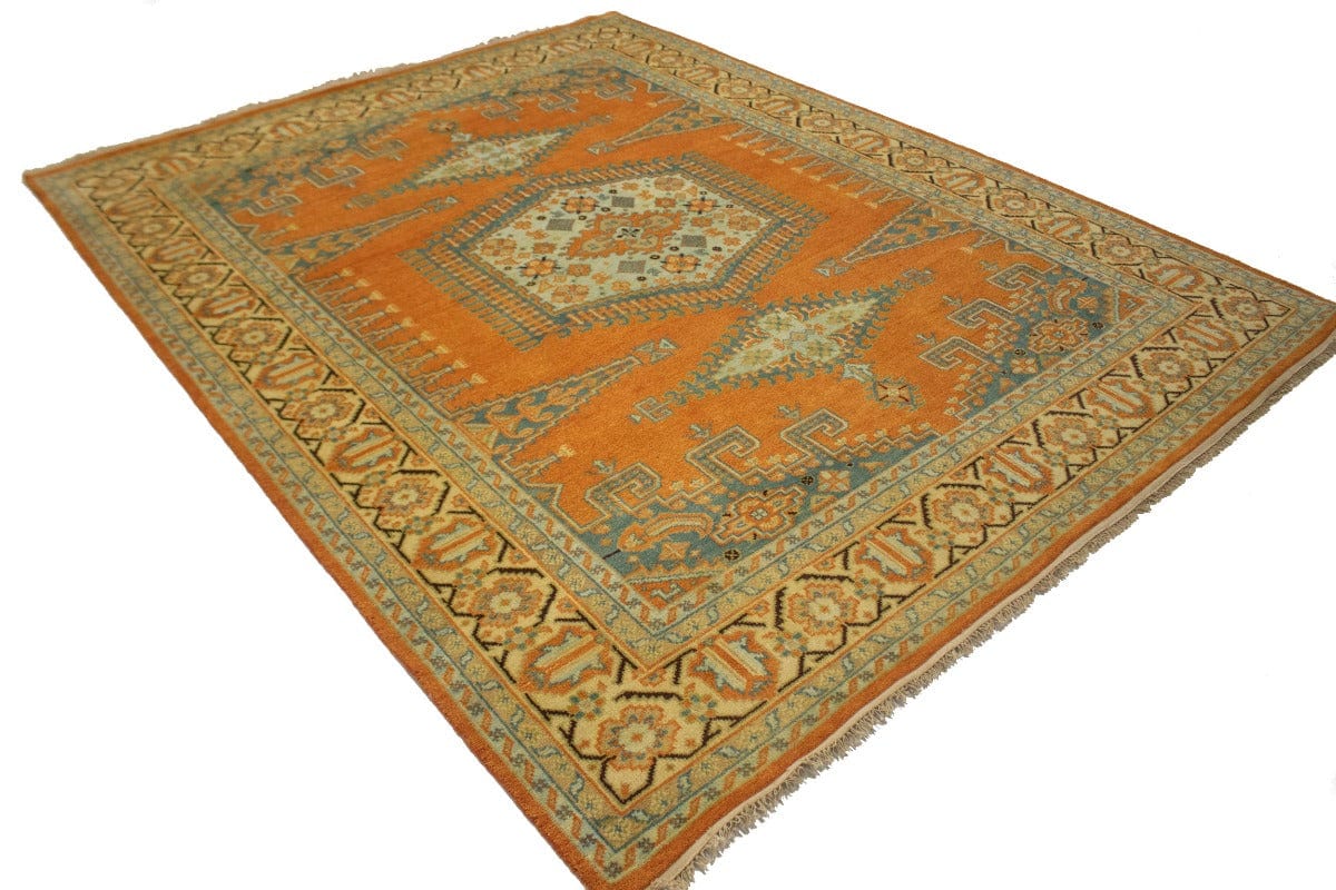 Orange Tribal 8X10 Indo-Viss Oriental Rug