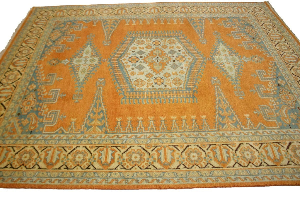 Orange Tribal 8X10 Indo-Viss Oriental Rug