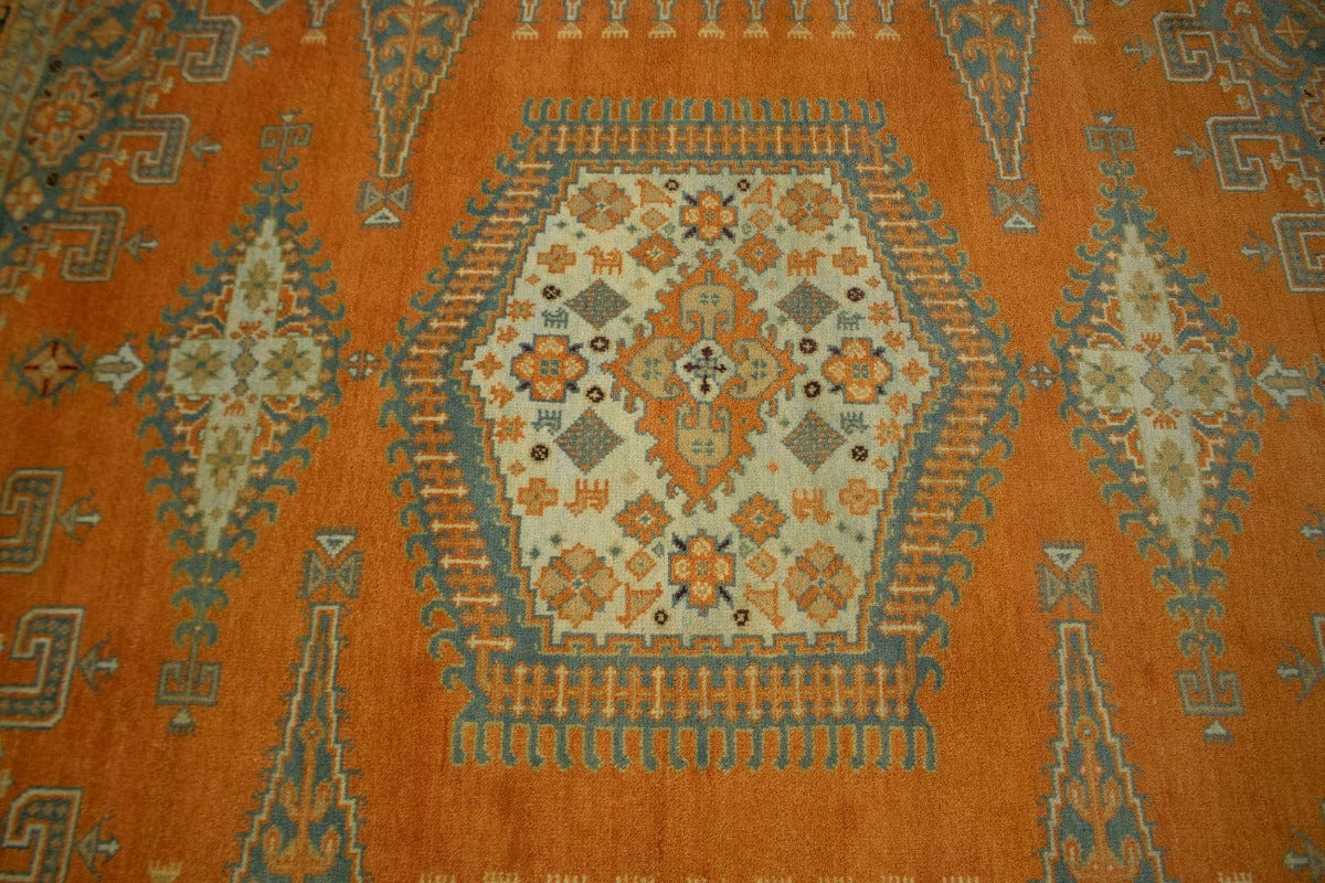 Orange Tribal 8X10 Indo-Viss Oriental Rug