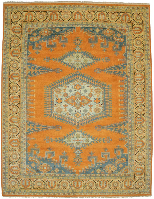 Orange Gray Tribal 9X12 Indo-Viss Oriental Rug