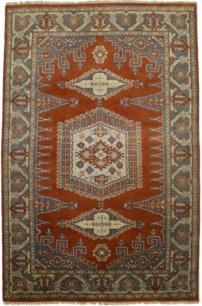 Orange-red Tribal 6X9 Indo-Viss Oriental Rug