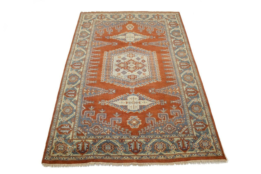 Orange-red Tribal 6X9 Indo-Viss Oriental Rug