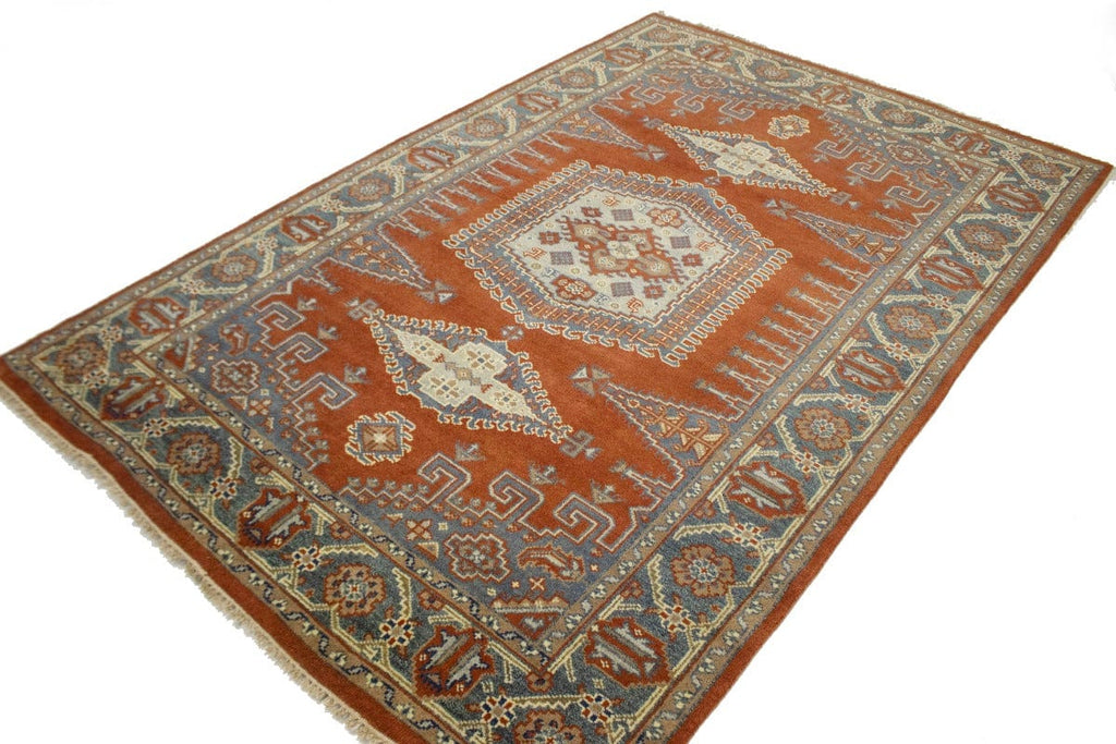 Orange-red Tribal 6X9 Indo-Viss Oriental Rug