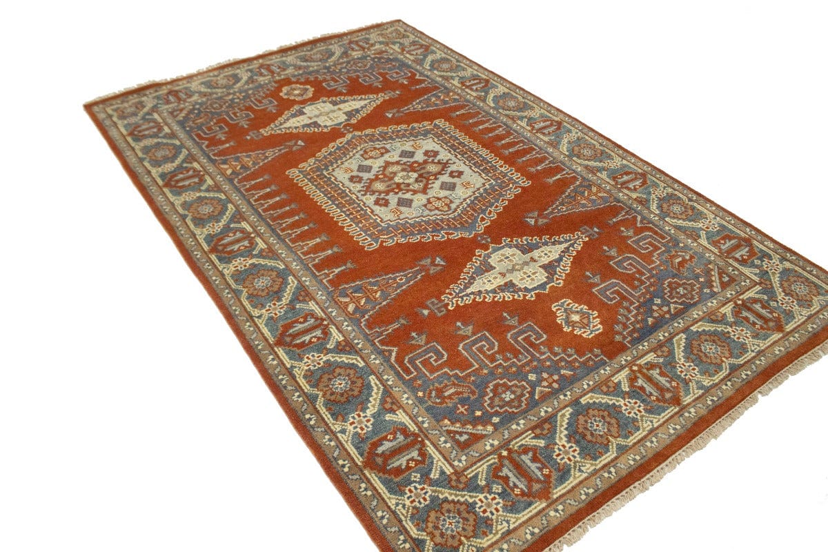 Orange-red Tribal 6X9 Indo-Viss Oriental Rug