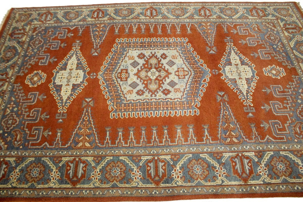 Orange-red Tribal 6X9 Indo-Viss Oriental Rug