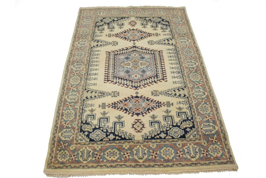 Cream Tribal 6X9 Indo-Viss Oriental Rug