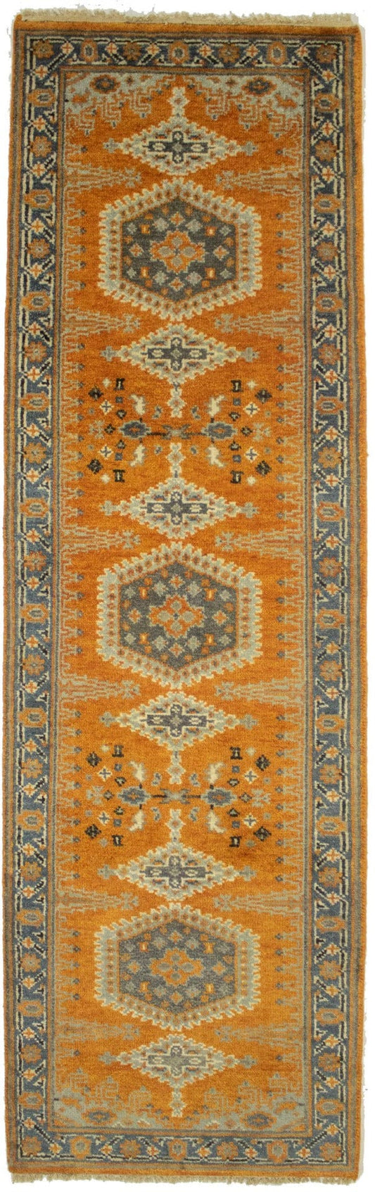 Orange Tribal 3X8 Indo-Viss Oriental Runner Rug