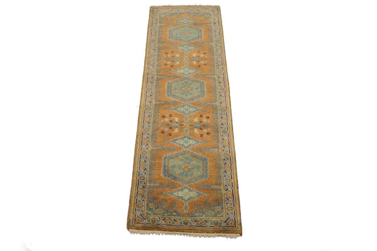 Orange Tribal 2'5X8 Indo-Viss Oriental Runner Rug