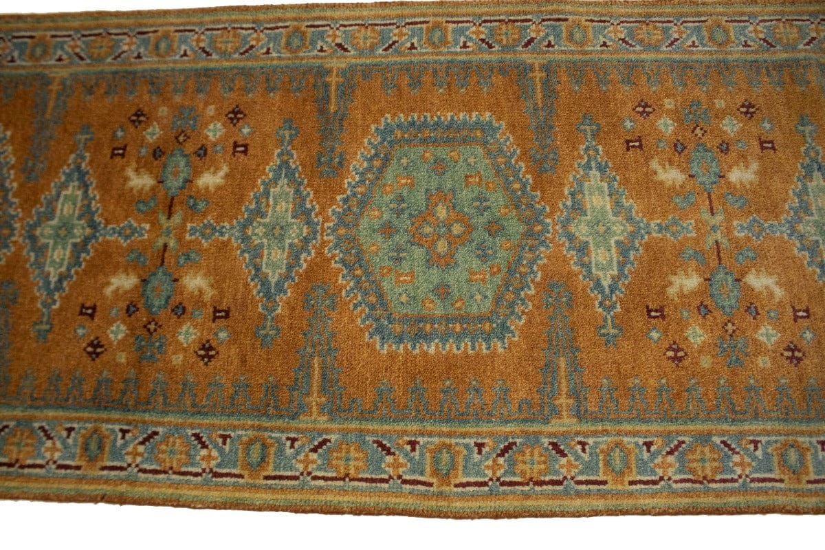 Orange Tribal 2'5X8 Indo-Viss Oriental Runner Rug