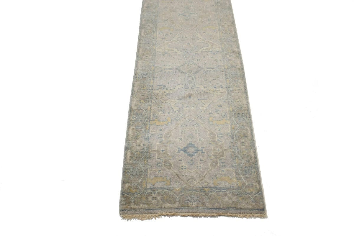 Beige/Tan Floral 3X19 Oushak Chobi Oriental Runner Rug