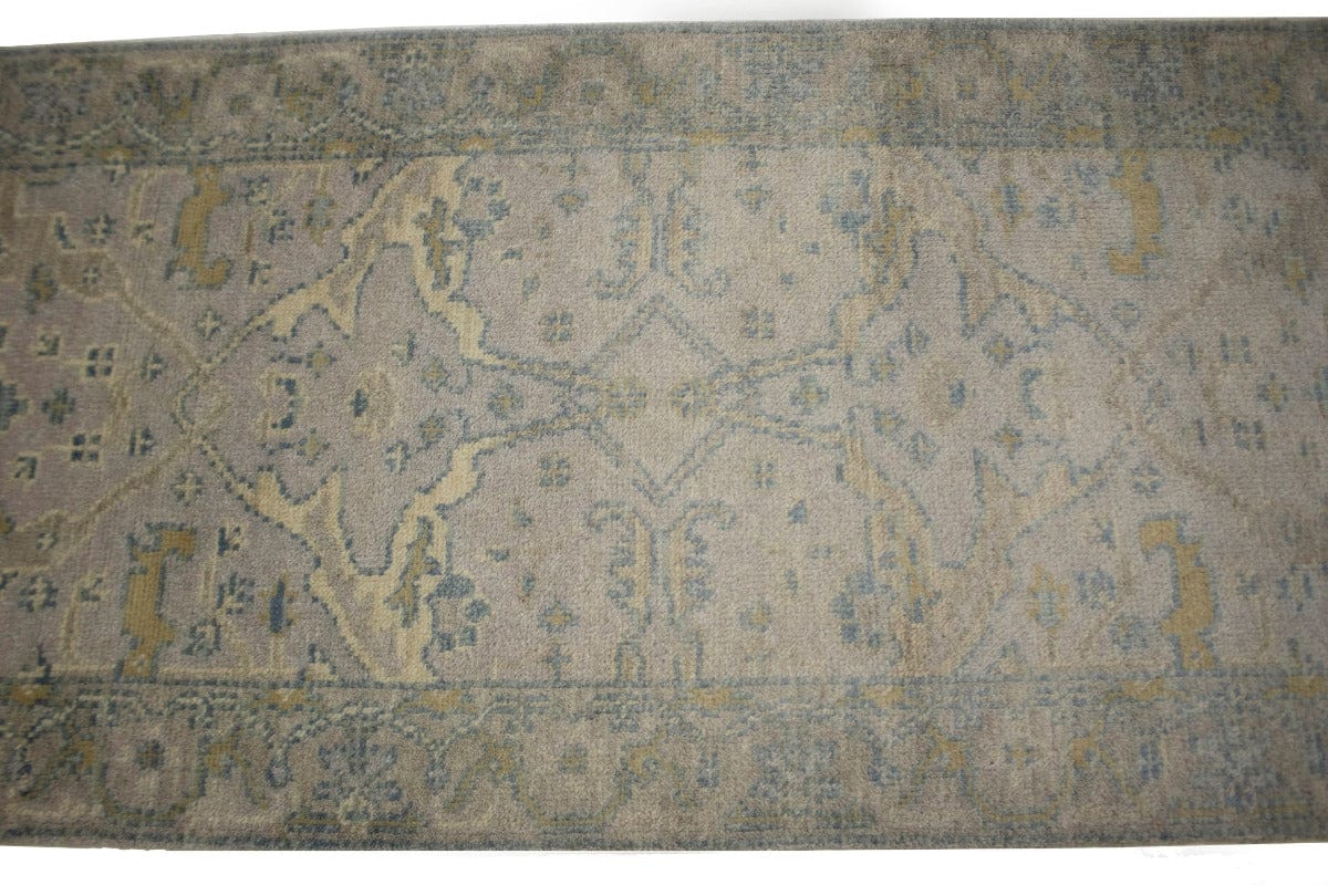 Beige/Tan Floral 3X19 Oushak Chobi Oriental Runner Rug