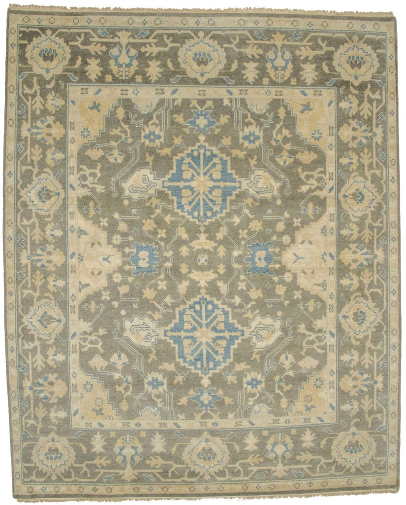 Muted Brownish Gray Floral 8X10 Oushak Chobi Oriental Rug