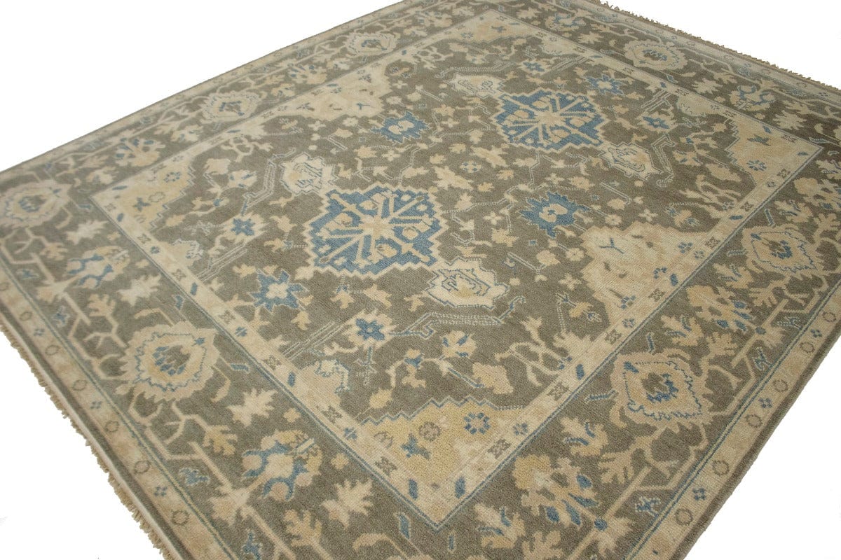 Muted Brownish Gray Floral 8X10 Oushak Chobi Oriental Rug