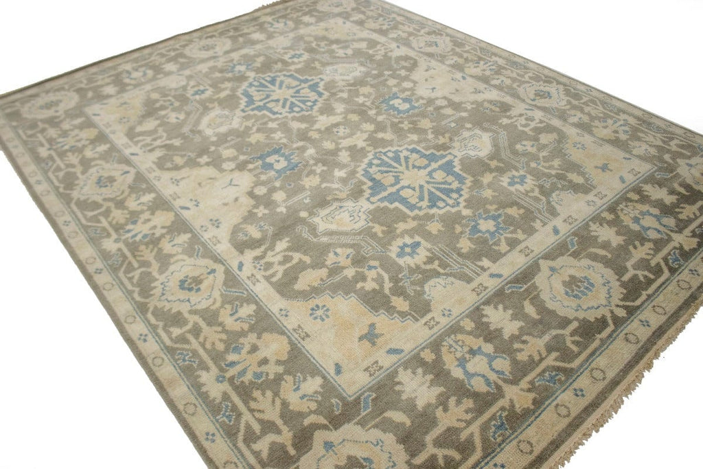 Muted Brownish Gray Floral 8X10 Oushak Chobi Oriental Rug