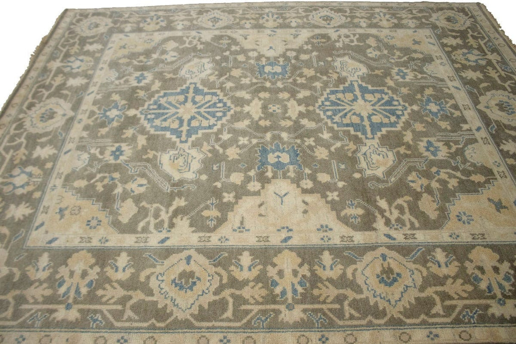 Muted Brownish Gray Floral 8X10 Oushak Chobi Oriental Rug