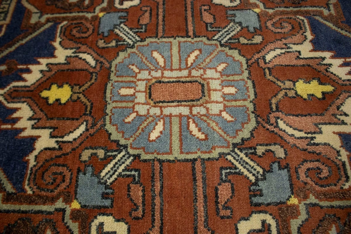 Rust & Cream Geometric 10X14 Heriz Serapi Oriental Rug