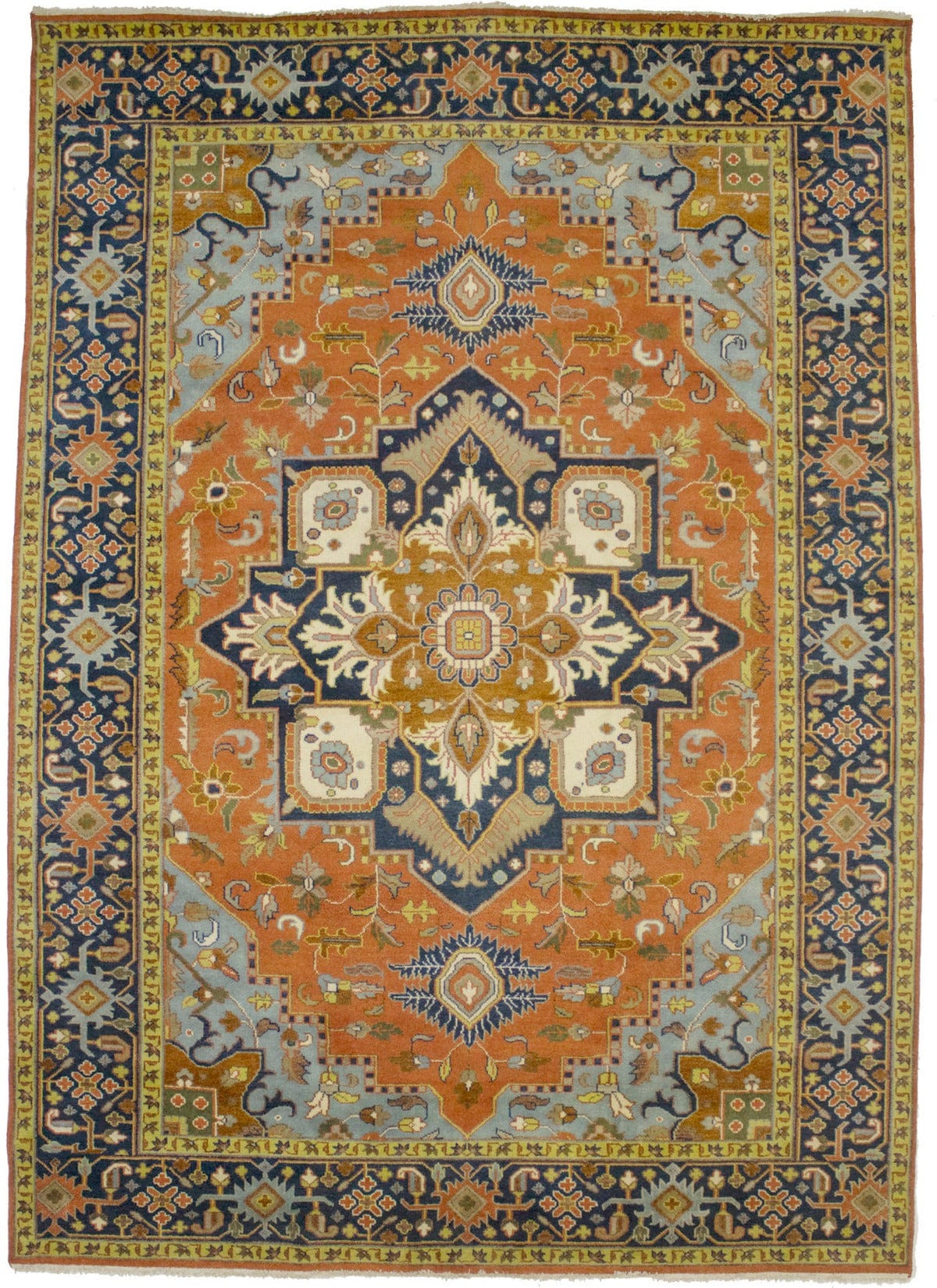 Orange Floral 10X14 Heriz Serapi Oriental Rug