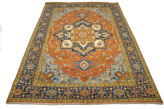 Orange Floral 10X14 Heriz Serapi Oriental Rug