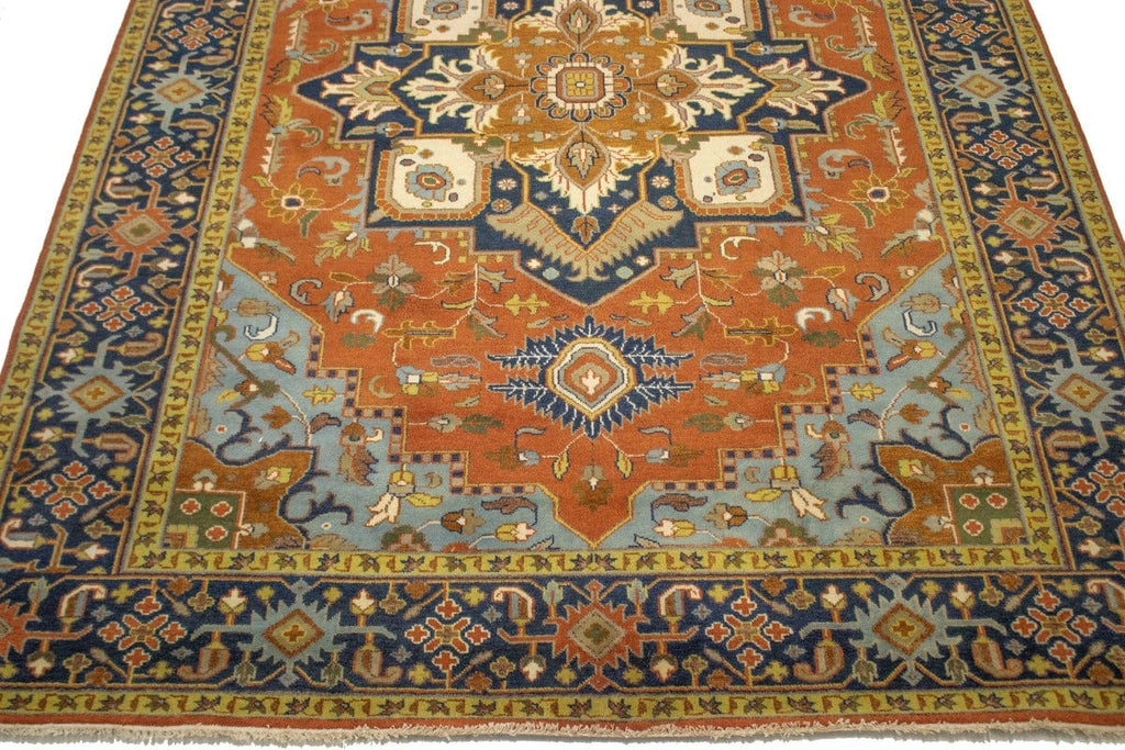 Orange Floral 10X14 Heriz Serapi Oriental Rug