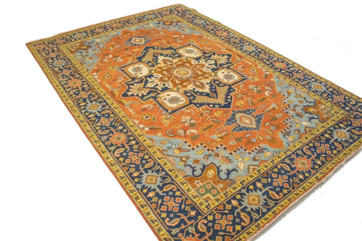 Orange Floral 10X14 Heriz Serapi Oriental Rug