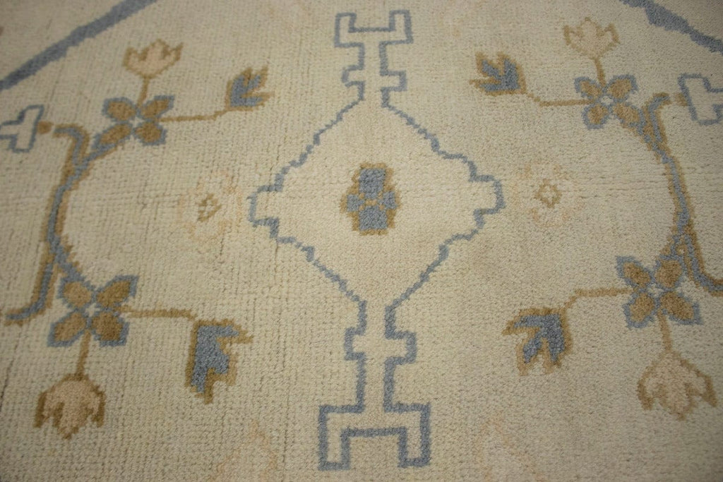 Cream Casual Floral 10X14 Traditional Oushak Oriental Rug