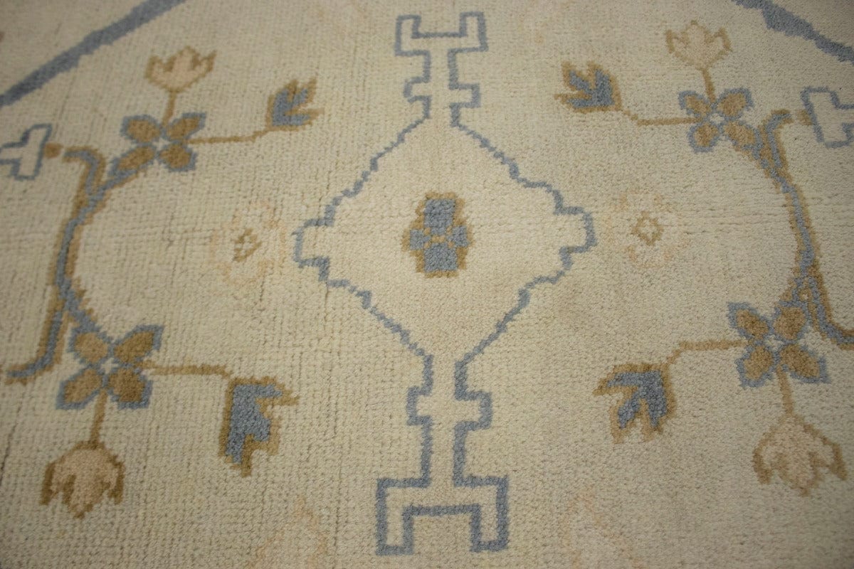 Cream Casual Floral 10X14 Traditional Oushak Oriental Rug