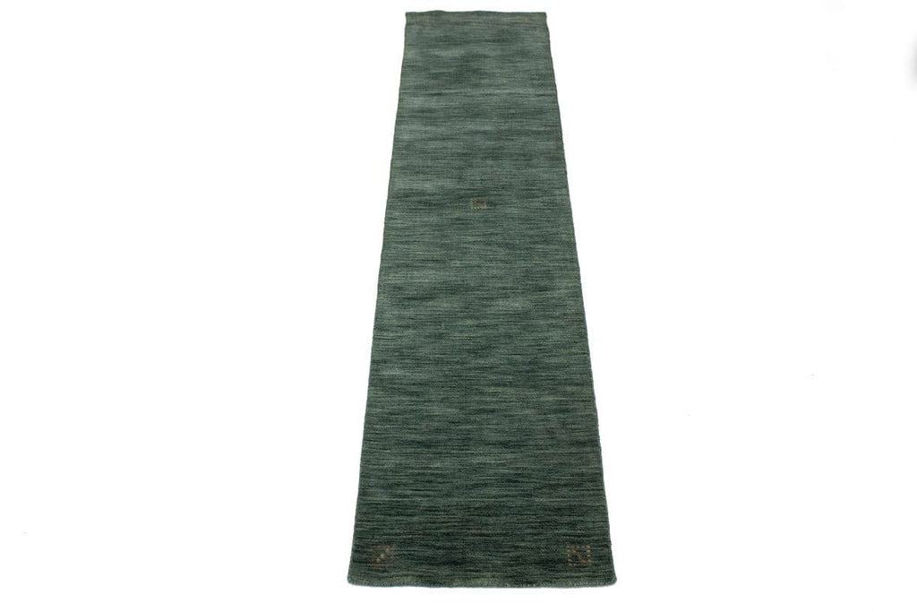 Solid Hunter Green 2'5X9'8 Oriental Modern Runner Rug