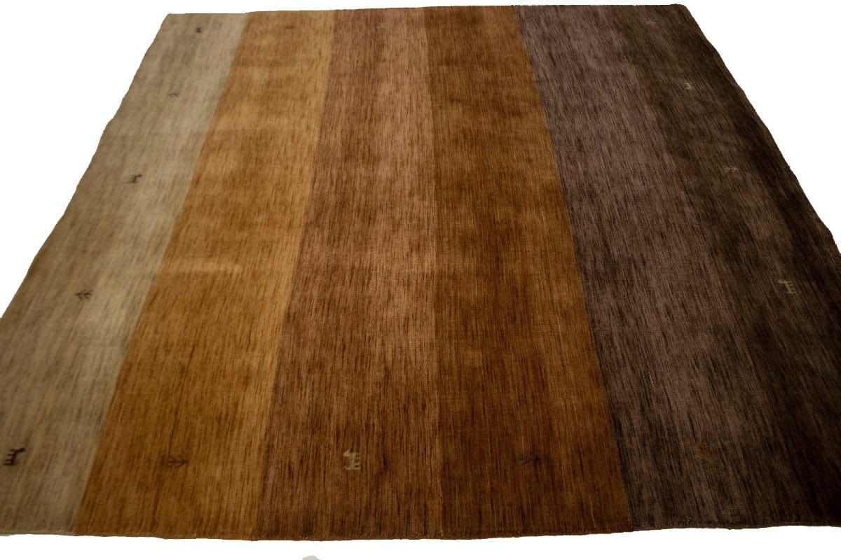 Multicolored Stripes 8X8 Oriental Modern Square Rug