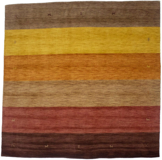 Multicolored Stripes 8X8 Oriental Modern Square Rug