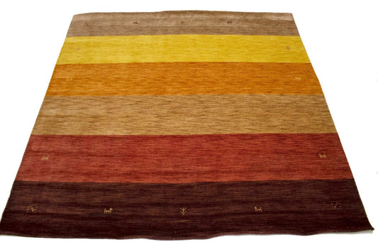 Multicolored Stripes 8X8 Oriental Modern Square Rug