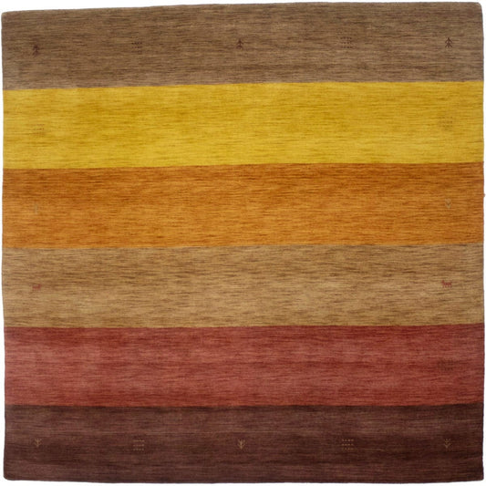 Multicolored Stripes 8X8 Oriental Modern Square Rug