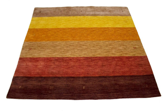 Multicolored Stripes 8X8 Oriental Modern Square Rug