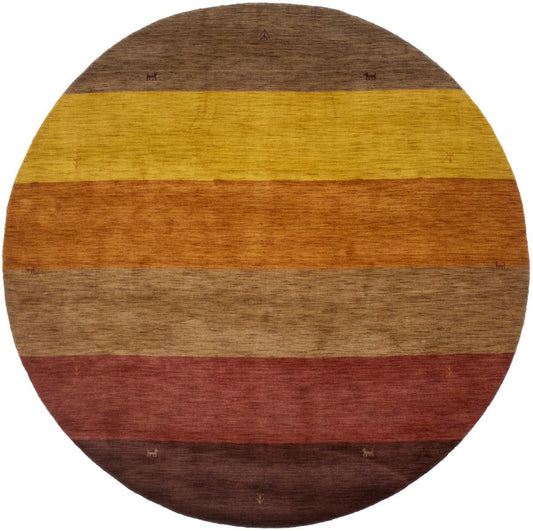 Multicolored Stripes 8X8 Oriental Modern Round Rug