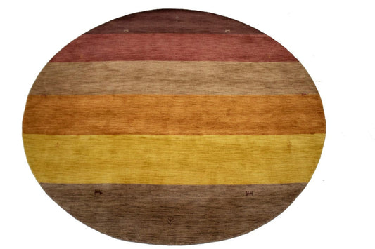 Multicolored Stripes 8X8 Oriental Modern Round Rug