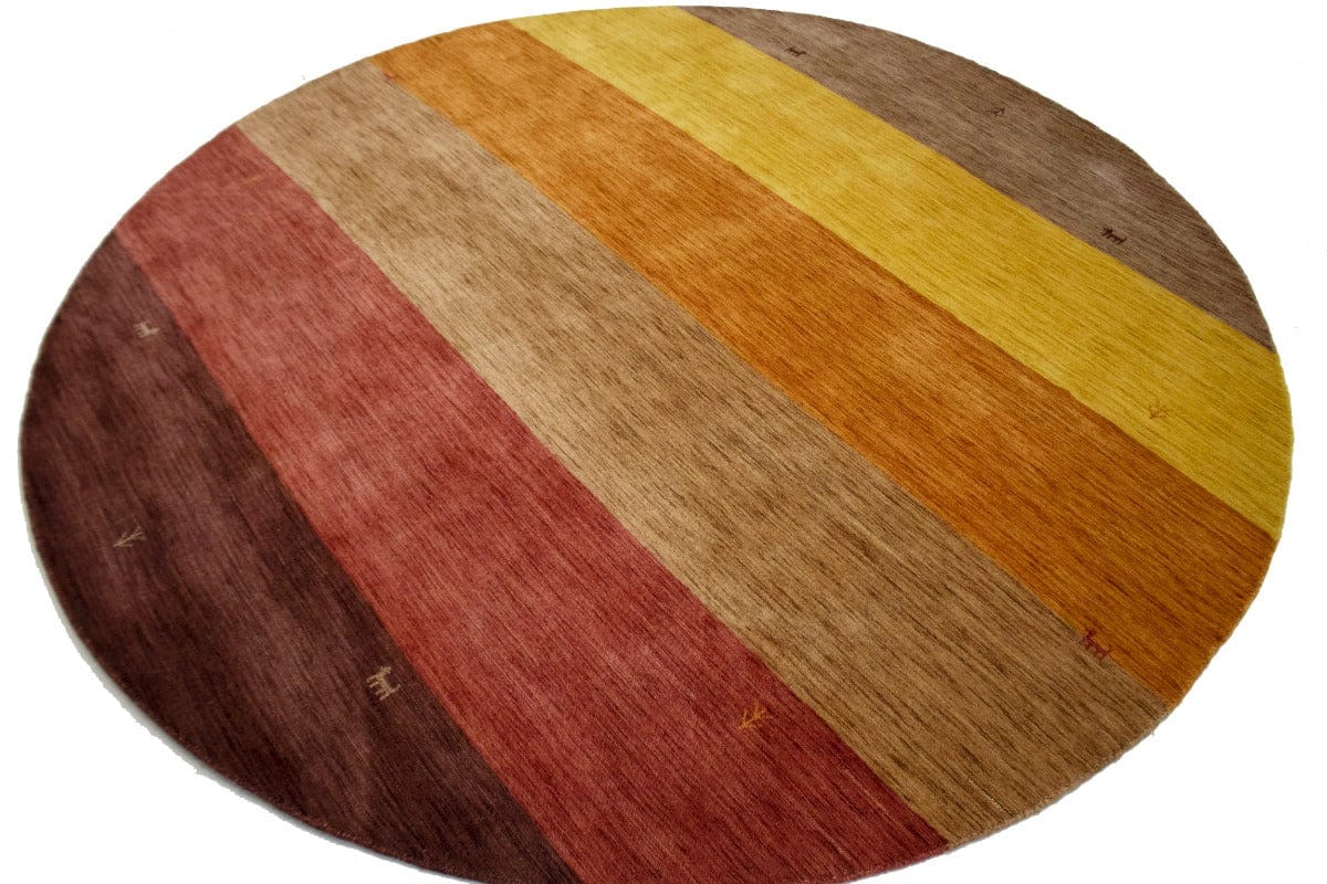 Multicolored Stripes 6X6 Oriental Modern Round Rug