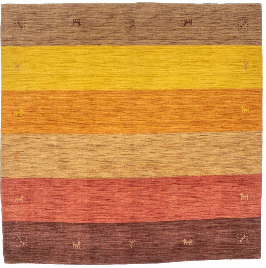 Multicolored Stripes 5X5 Oriental Modern Square Rug