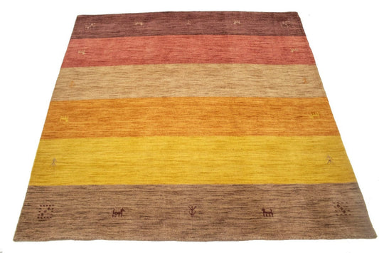 Multicolored Stripes 5X5 Oriental Modern Square Rug