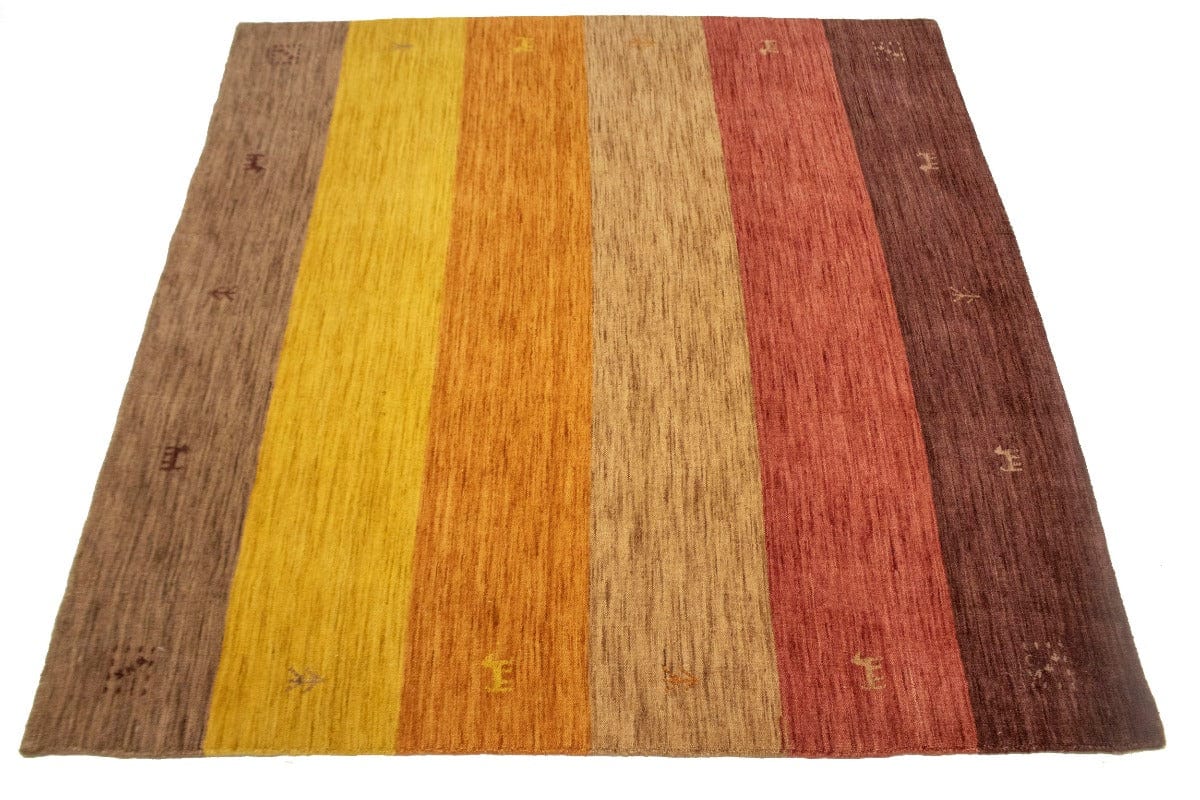 Multicolored Stripes 5X5 Oriental Modern Square Rug